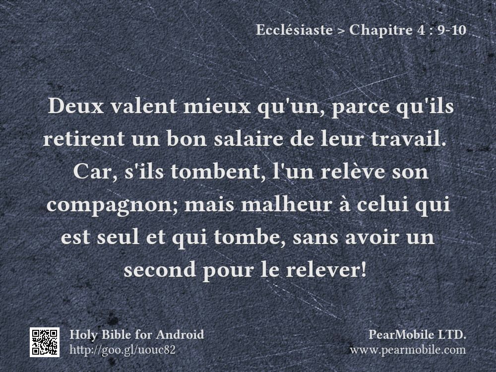 Ecclésiaste, Chapitre 4:9-10